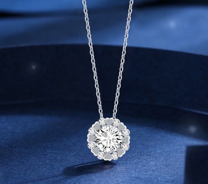 Kristal Taşlı Minik Kalp Detaylı Tek Taş Kolye - n0845